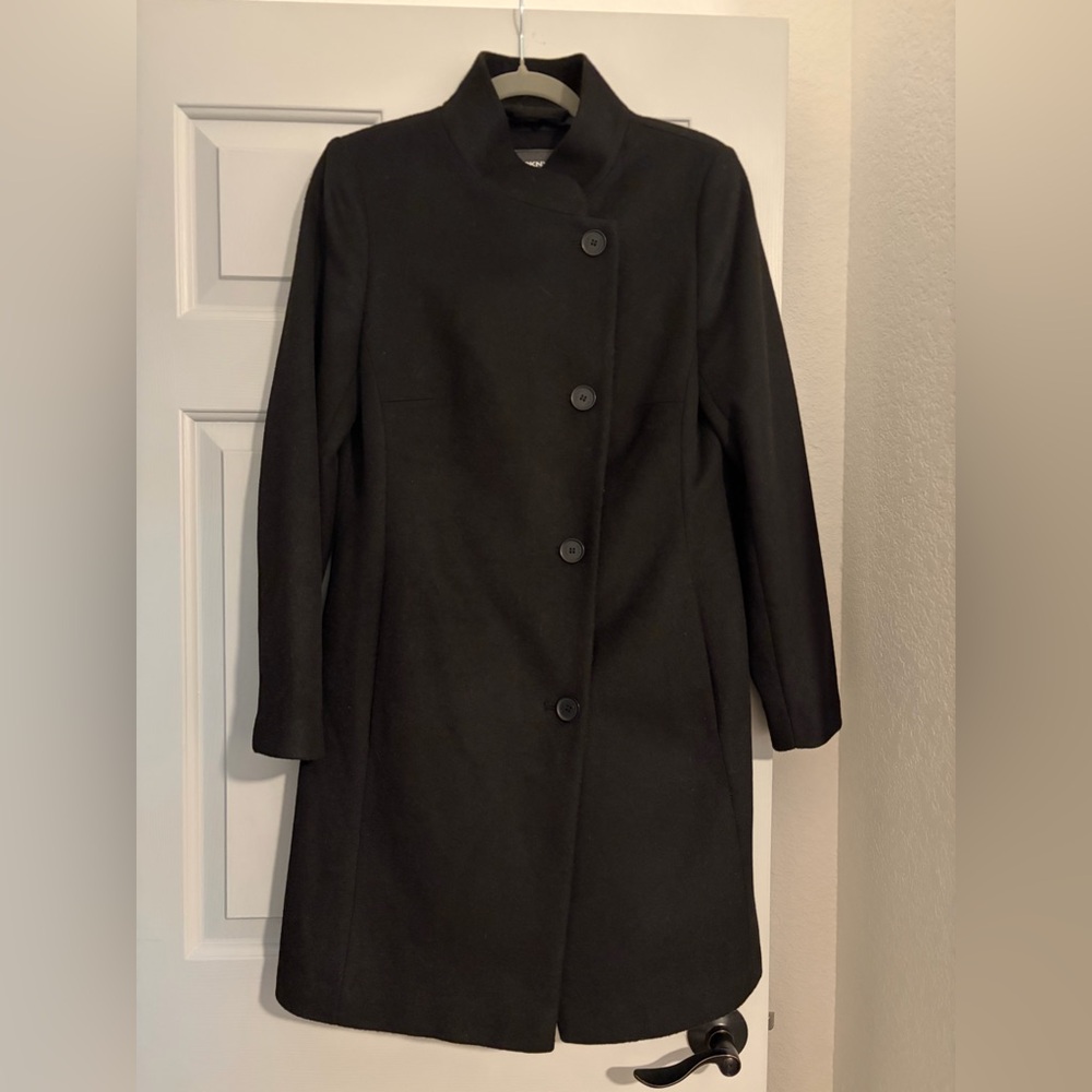 DKNY Asymmetrical Wool Walker Coat Black S - Picture 9 of 16